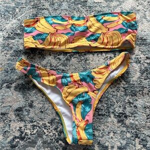 Tropical Banana Print Swim Set